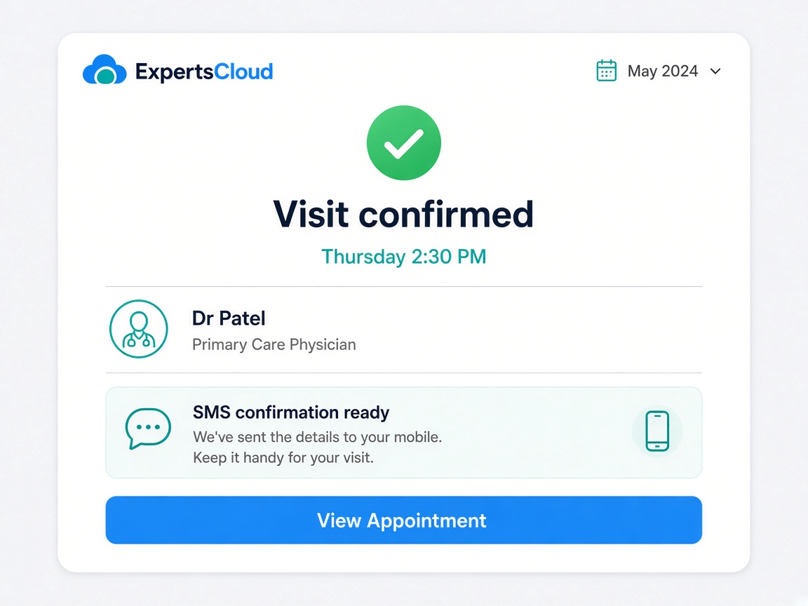 Booked: Visit scheduled. Confirmation ready for your team.